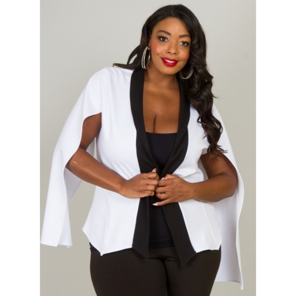 1X NEW PLUS SIZE COLOR BLOCK SLIT SLEEVE JACKET - Picture 4 of 6